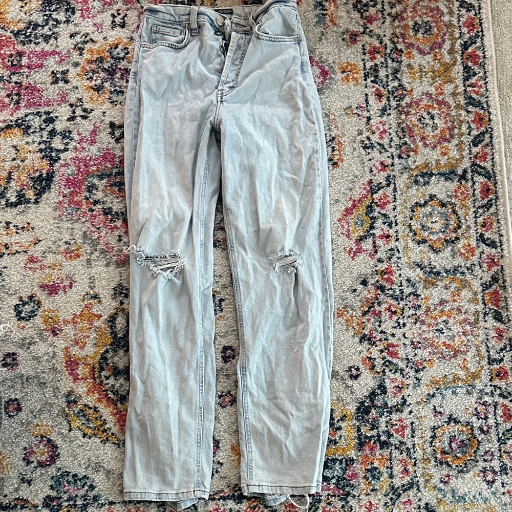 Wild Fable Light Gray Distressed Straight Leg Pants